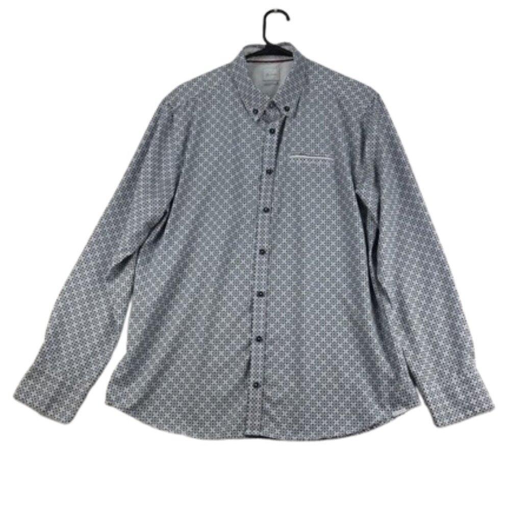 J.B. Holt Standard Fit Button Down Shirt – Size L – Blue Pattern